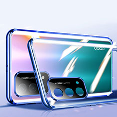 Custodia Lusso Alluminio Laterale Specchio 360 Gradi Cover P01 per OnePlus Nord N200 5G Blu