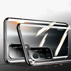 Custodia Lusso Alluminio Laterale Specchio 360 Gradi Cover P01 per OnePlus Nord N200 5G Nero