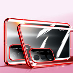 Custodia Lusso Alluminio Laterale Specchio 360 Gradi Cover P01 per OnePlus Nord N200 5G Rosso