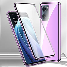 Custodia Lusso Alluminio Laterale Specchio 360 Gradi Cover P01 per OnePlus Nord N300 5G Viola