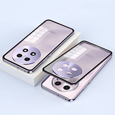 Custodia Lusso Alluminio Laterale Specchio 360 Gradi Cover P01 per Oppo A2 Pro 5G Viola
