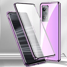 Custodia Lusso Alluminio Laterale Specchio 360 Gradi Cover P01 per Oppo K10 Pro 5G Viola