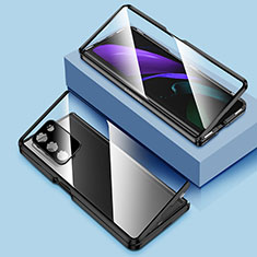 Custodia Lusso Alluminio Laterale Specchio 360 Gradi Cover P01 per Samsung Galaxy Z Fold2 5G Nero