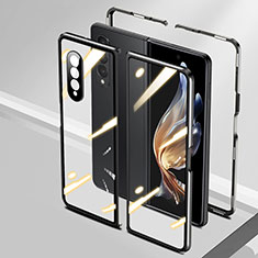 Custodia Lusso Alluminio Laterale Specchio 360 Gradi Cover P01 per Samsung Galaxy Z Fold3 5G Nero