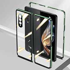 Custodia Lusso Alluminio Laterale Specchio 360 Gradi Cover P01 per Samsung Galaxy Z Fold4 5G Verde