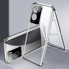 Custodia Lusso Alluminio Laterale Specchio 360 Gradi Cover P01 per Vivo iQOO Z7 5G Argento