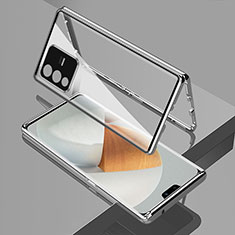 Custodia Lusso Alluminio Laterale Specchio 360 Gradi Cover P01 per Vivo V23 5G Argento