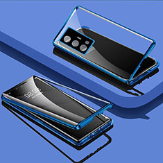 Custodia Lusso Alluminio Laterale Specchio 360 Gradi Cover P01 per Vivo X70 Pro 5G Blu