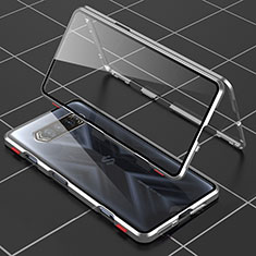 Custodia Lusso Alluminio Laterale Specchio 360 Gradi Cover P01 per Xiaomi Black Shark 4 5G Argento