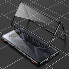 Custodia Lusso Alluminio Laterale Specchio 360 Gradi Cover P01 per Xiaomi Black Shark 4 5G Nero