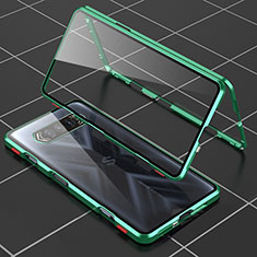 Custodia Lusso Alluminio Laterale Specchio 360 Gradi Cover P01 per Xiaomi Black Shark 4 5G Verde