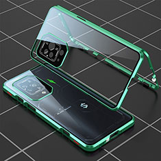 Custodia Lusso Alluminio Laterale Specchio 360 Gradi Cover P01 per Xiaomi Black Shark 5 Pro 5G Verde