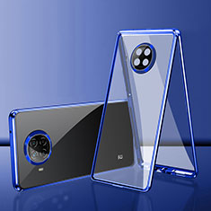Custodia Lusso Alluminio Laterale Specchio 360 Gradi Cover P01 per Xiaomi Mi 10i 5G Blu