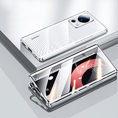 Custodia Lusso Alluminio Laterale Specchio 360 Gradi Cover P01 per Xiaomi Mi 12 Lite NE 5G Argento