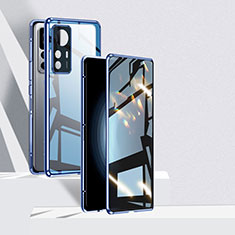 Custodia Lusso Alluminio Laterale Specchio 360 Gradi Cover P01 per Xiaomi Mi 12T 5G Blu