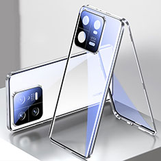 Custodia Lusso Alluminio Laterale Specchio 360 Gradi Cover P01 per Xiaomi Mi 13 5G Argento