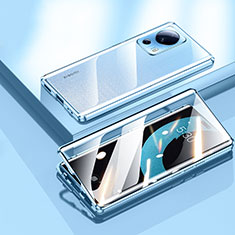 Custodia Lusso Alluminio Laterale Specchio 360 Gradi Cover P01 per Xiaomi Mi 13 Lite 5G Blu