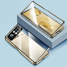Custodia Lusso Alluminio Laterale Specchio 360 Gradi Cover P01 per Xiaomi Mix Fold 2 5G Oro
