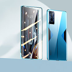 Custodia Lusso Alluminio Laterale Specchio 360 Gradi Cover P01 per Xiaomi Poco F4 GT 5G Blu