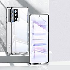 Custodia Lusso Alluminio Laterale Specchio 360 Gradi Cover P01 per Xiaomi Poco F5 Pro 5G Argento