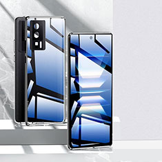 Custodia Lusso Alluminio Laterale Specchio 360 Gradi Cover P01 per Xiaomi Poco F5 Pro 5G Nero