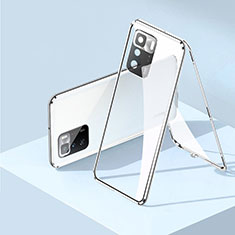 Custodia Lusso Alluminio Laterale Specchio 360 Gradi Cover P01 per Xiaomi Poco X3 GT 5G Argento