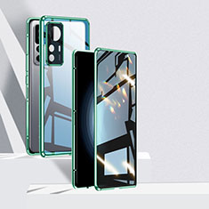Custodia Lusso Alluminio Laterale Specchio 360 Gradi Cover P01 per Xiaomi Redmi K50 Ultra 5G Verde