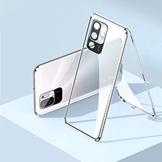 Custodia Lusso Alluminio Laterale Specchio 360 Gradi Cover P01 per Xiaomi Redmi Note 11 SE 5G Argento