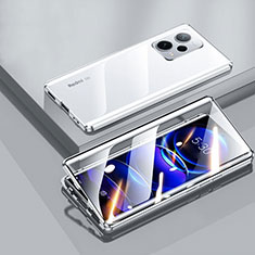 Custodia Lusso Alluminio Laterale Specchio 360 Gradi Cover P01 per Xiaomi Redmi Note 12 5G Argento