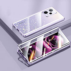 Custodia Lusso Alluminio Laterale Specchio 360 Gradi Cover P01 per Xiaomi Redmi Note 12 5G Viola