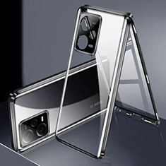 Custodia Lusso Alluminio Laterale Specchio 360 Gradi Cover P01 per Xiaomi Redmi Note 12 Explorer Nero