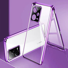 Custodia Lusso Alluminio Laterale Specchio 360 Gradi Cover P01 per Xiaomi Redmi Note 12 Pro 5G Viola