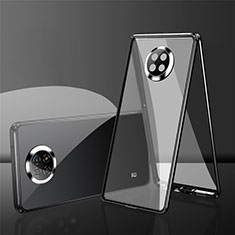 Custodia Lusso Alluminio Laterale Specchio 360 Gradi Cover P01 per Xiaomi Redmi Note 9 5G Nero