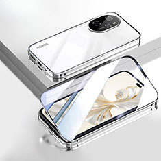 Custodia Lusso Alluminio Laterale Specchio 360 Gradi Cover P02 per Huawei Honor 100 Pro 5G Argento