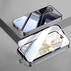 Custodia Lusso Alluminio Laterale Specchio 360 Gradi Cover P02 per Huawei Honor 100 Pro 5G Nero