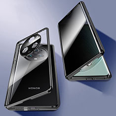Custodia Lusso Alluminio Laterale Specchio 360 Gradi Cover P02 per Huawei Honor Magic5 Pro 5G Nero