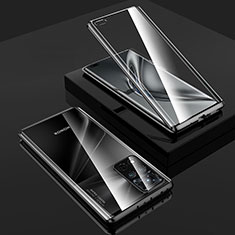Custodia Lusso Alluminio Laterale Specchio 360 Gradi Cover P02 per Huawei Honor V40 5G Nero