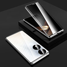 Custodia Lusso Alluminio Laterale Specchio 360 Gradi Cover P02 per Huawei Honor X7b Argento
