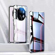 Custodia Lusso Alluminio Laterale Specchio 360 Gradi Cover P02 per Huawei Mate 50 RS Argento