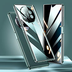Custodia Lusso Alluminio Laterale Specchio 360 Gradi Cover P02 per Huawei Mate X3 Verde