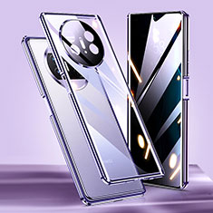 Custodia Lusso Alluminio Laterale Specchio 360 Gradi Cover P02 per Huawei Mate X5 Viola