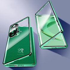 Custodia Lusso Alluminio Laterale Specchio 360 Gradi Cover P02 per Huawei Nova 11 Pro Verde