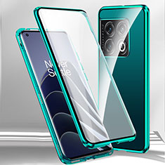 Custodia Lusso Alluminio Laterale Specchio 360 Gradi Cover P02 per OnePlus 11 5G Verde