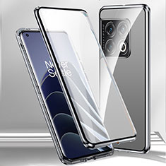 Custodia Lusso Alluminio Laterale Specchio 360 Gradi Cover P02 per OnePlus 11R 5G Argento