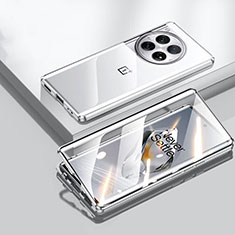 Custodia Lusso Alluminio Laterale Specchio 360 Gradi Cover P02 per OnePlus 12 5G Argento