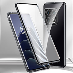 Custodia Lusso Alluminio Laterale Specchio 360 Gradi Cover P02 per OnePlus Ace 2 Pro 5G Nero