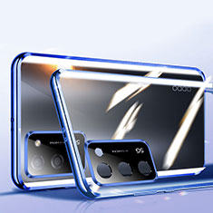 Custodia Lusso Alluminio Laterale Specchio 360 Gradi Cover P02 per Oppo A56 5G Blu