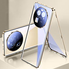 Custodia Lusso Alluminio Laterale Specchio 360 Gradi Cover P02 per Oppo Find X6 5G Oro