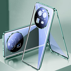 Custodia Lusso Alluminio Laterale Specchio 360 Gradi Cover P02 per Oppo Find X6 5G Verde