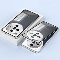 Custodia Lusso Alluminio Laterale Specchio 360 Gradi Cover P02 per Oppo Find X7 5G Argento